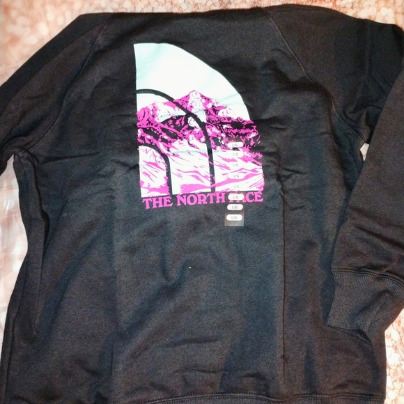 The North Face Tops - The North Face Black Hoodie with Pink and Light Blue Mountain Graphic New W/Tags